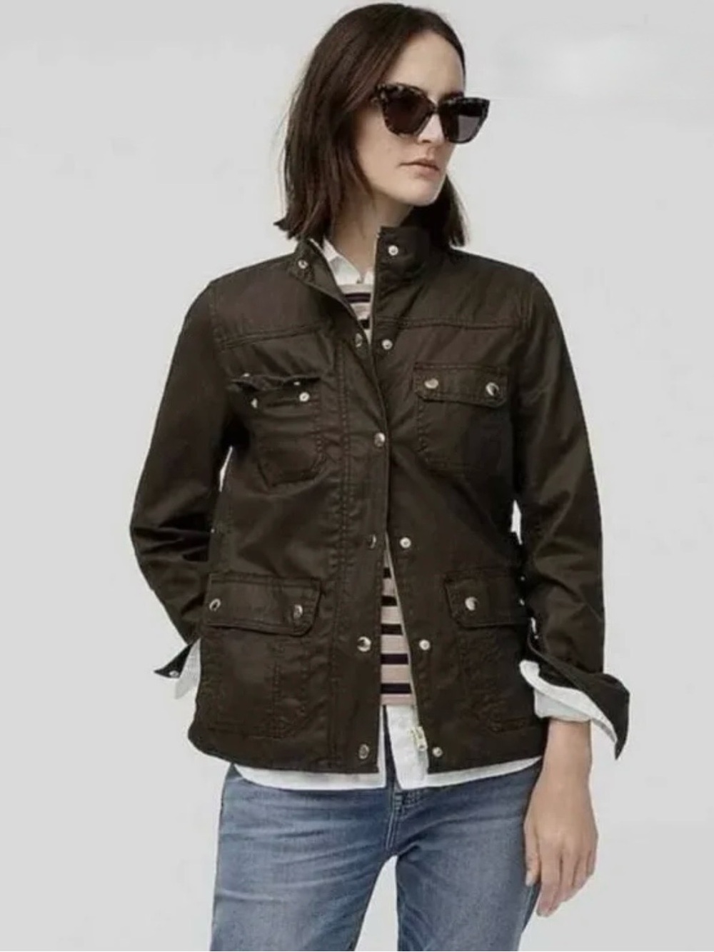 J. Crew Women’s Downtown Field Utility Jacket - Classic Field Style, Olive Green